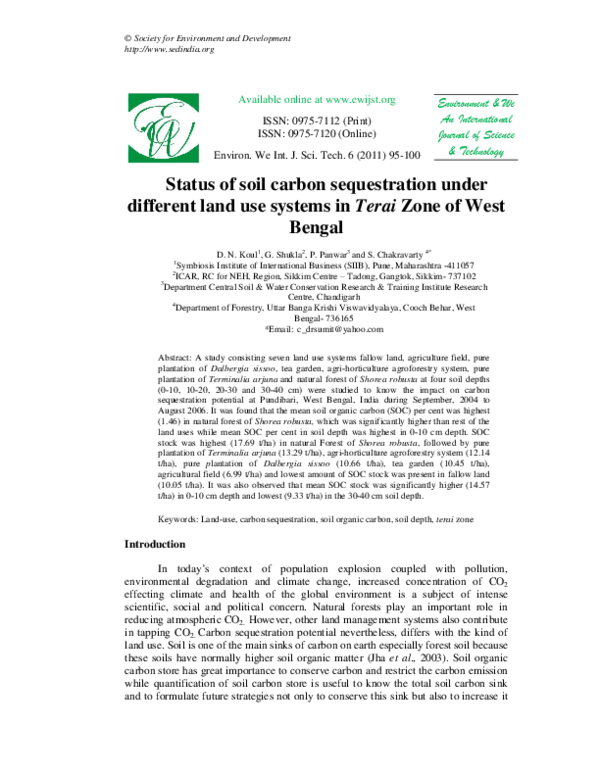 (PDF) Status of soil carbon sequestration under different land use ...
