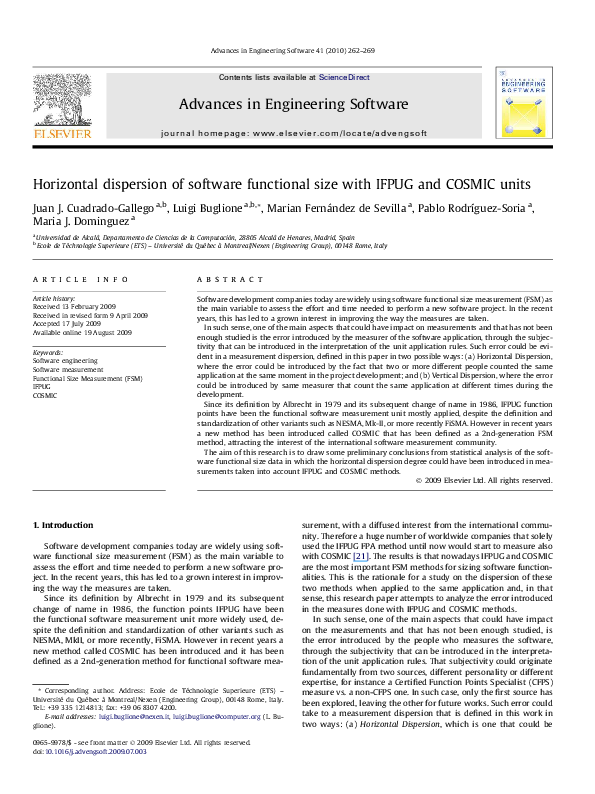 (PDF) Horizontal dispersion of software functional size with IFPUG and ...