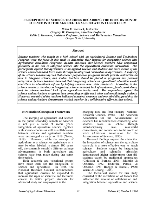 (PDF) PERCEPTIONS OF SCIENCE TEACHERS REGARDING THE INTEGRATION OF ...