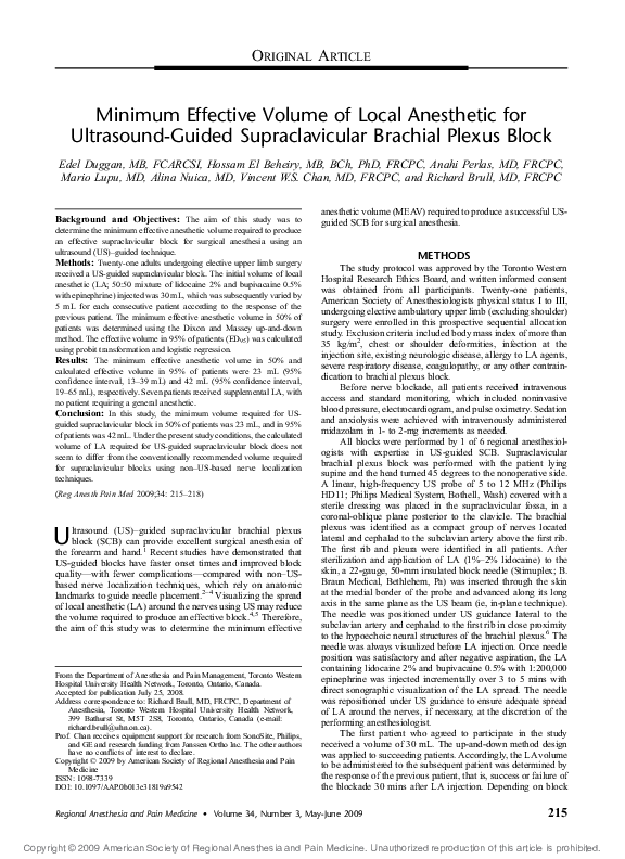(PDF) Minimum Effective Volume of Local Anesthetic for Ultrasound