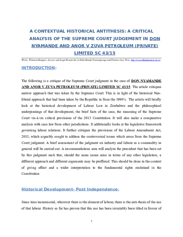 (DOC) A CONTEXTUAL HISTORICAL ANTITHESIS A CRITICAL ANALYSIS OF THE