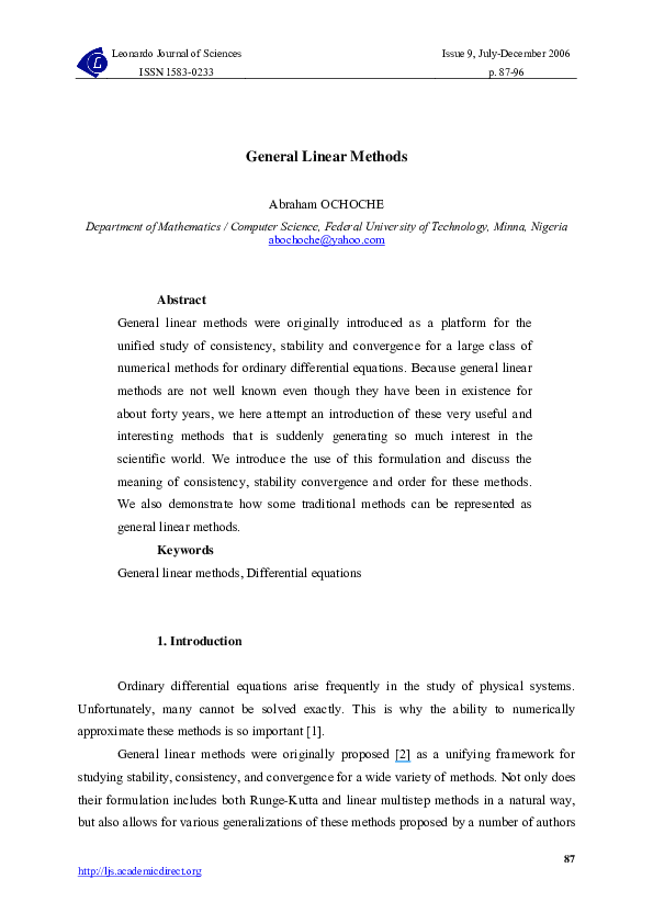 (PDF) General Linear Methods