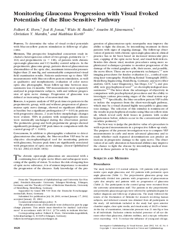 (PDF) Monitoring glaucoma progression with visual evoked potentials of ...