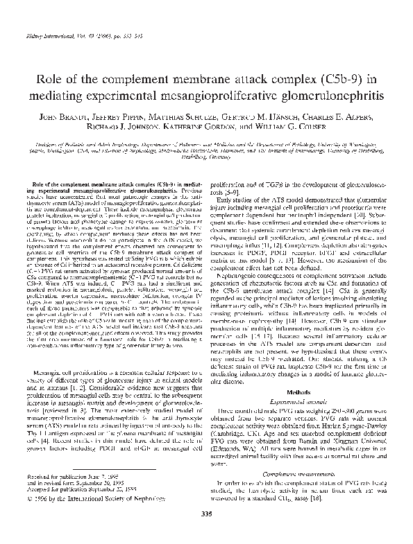 (PDF) Role of the complement membrane attack complex (C5b-9) in ...