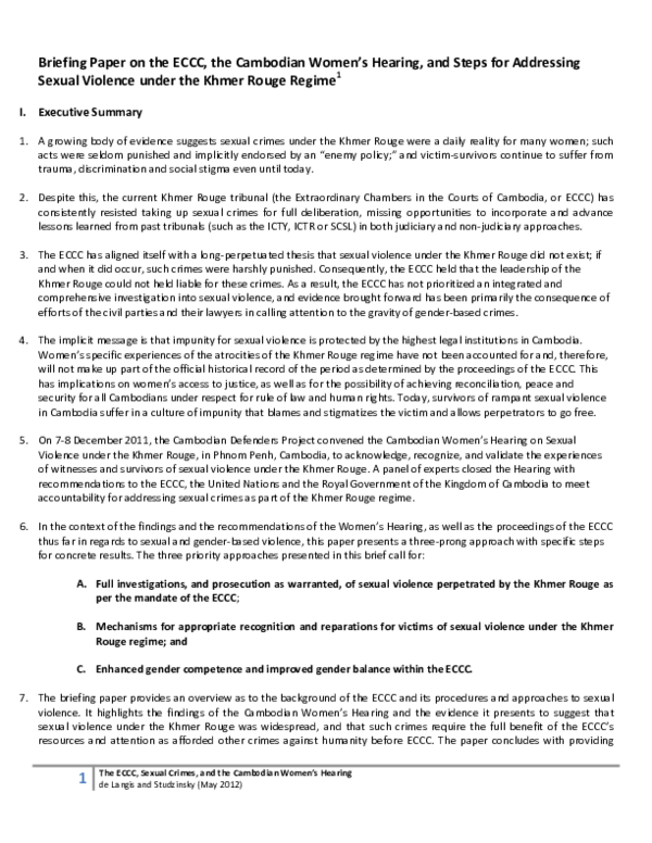 (PDF) The ECCC, Sexual Crimes, and the Cambodian Women's Hearing ...