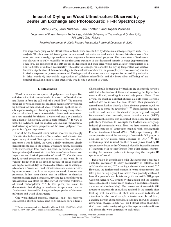 (PDF) Analysis of thermally treated wood samples using dynamic FTIRspectroscopy Lennart