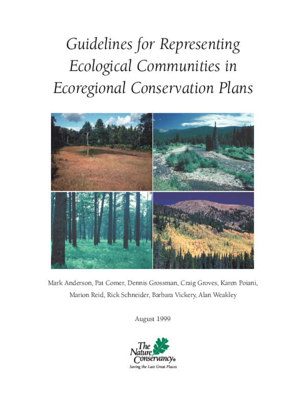 (PDF) Guidelines for Representing Ecological Communities in Ecoregional ...
