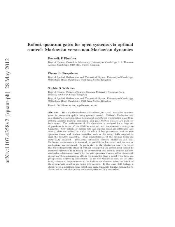 (PDF) Robust quantum gates for systems subject to decoherence via ...
