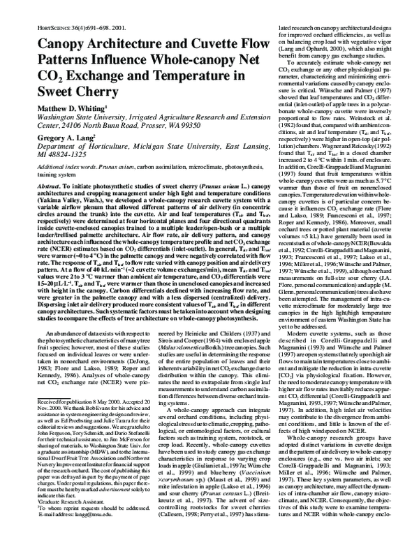 (PDF) Canopy Architecture and Cuvette Flow Patterns Influence Wholecanopy Net CO2 Exchange and