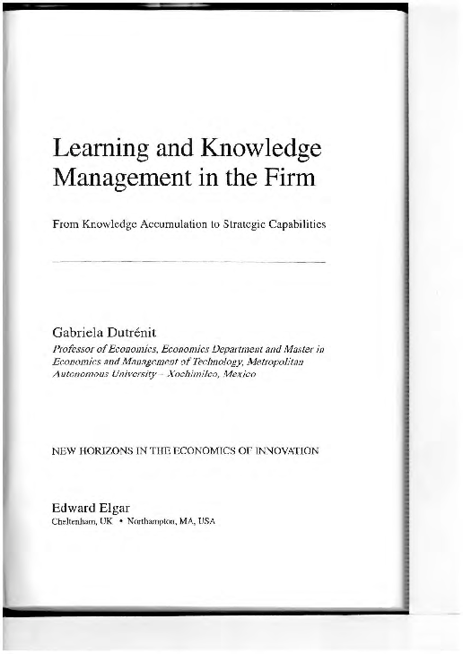 (PDF) Learning and knowledge management in the firm: from knowledge ...