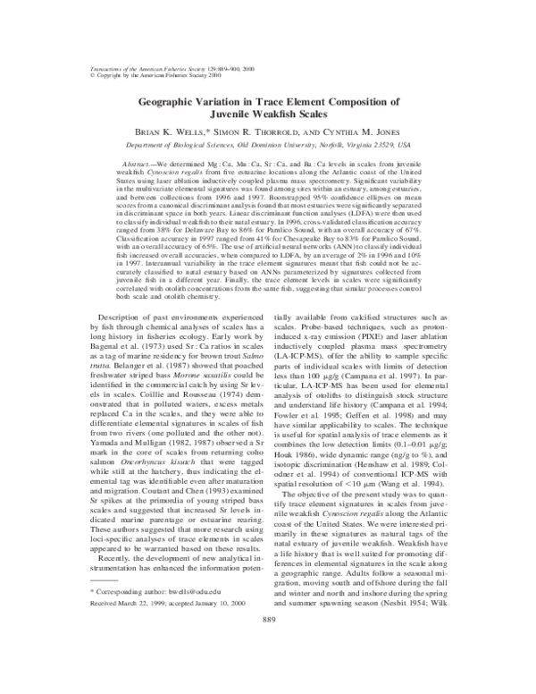 (PDF) Geographic Variation in Trace Element Composition of Juvenile