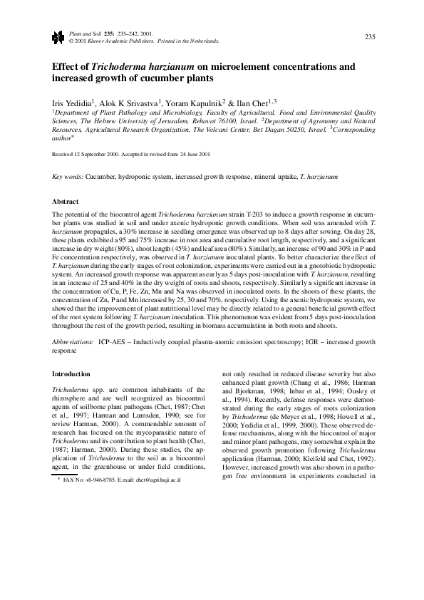 (PDF) Effect of Trichoderma harzianum on microelement concentrations ...