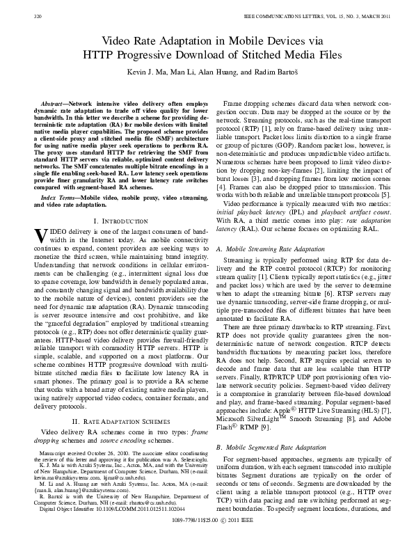 (PDF) Video rate adaptation in mobile devices via HTTP progressive ...
