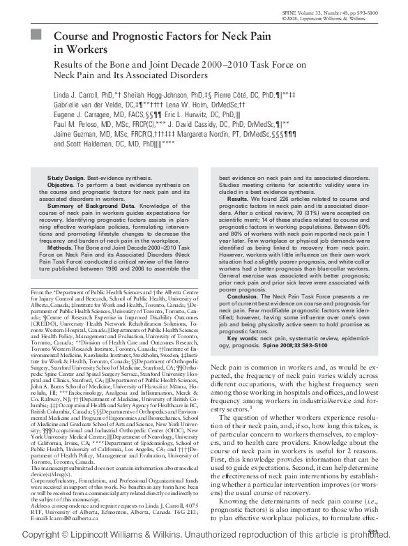 (PDF) Course and Prognostic Factors for Neck Pain in Whiplash ...