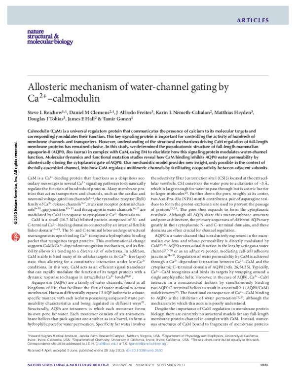 (PDF) Allosteric mechanism of water-channel gating by Ca2+–calmodulin
