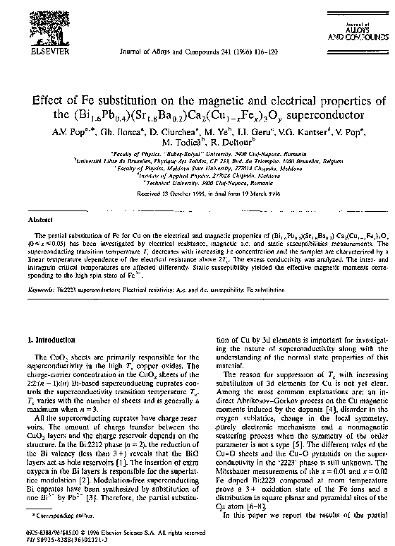 (PDF) Effect of Fe substitution on the magnetic and electrical ...