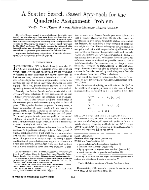 (PDF) A scatter search based approach for the quadratic assignment problem