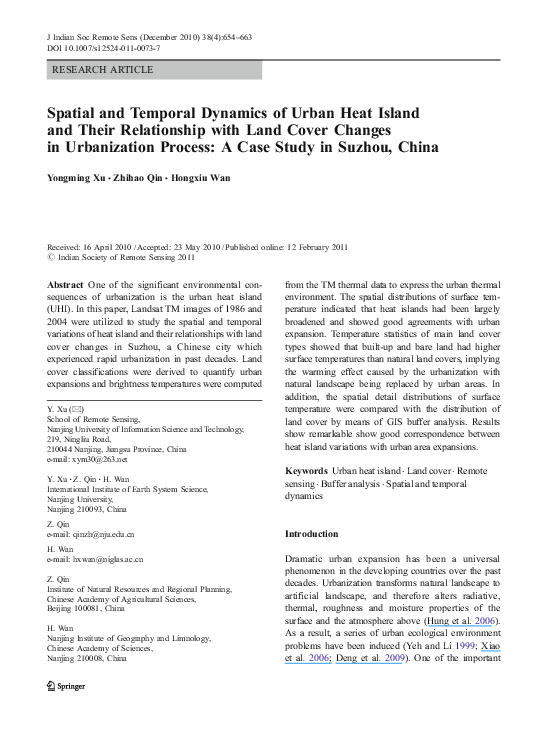 (PDF) Spatial and Temporal Dynamics of Urban Heat Island and Their ...