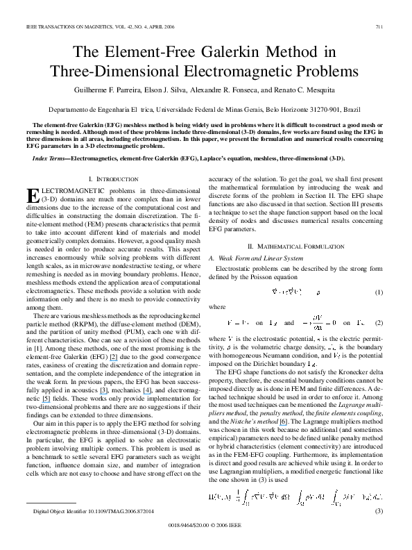 (PDF) The element-free Galerkin method in three-dimensional ...