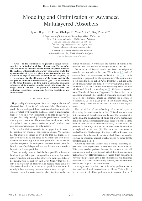 (PDF) Modeling and optimization of advanced multilayered absorbers