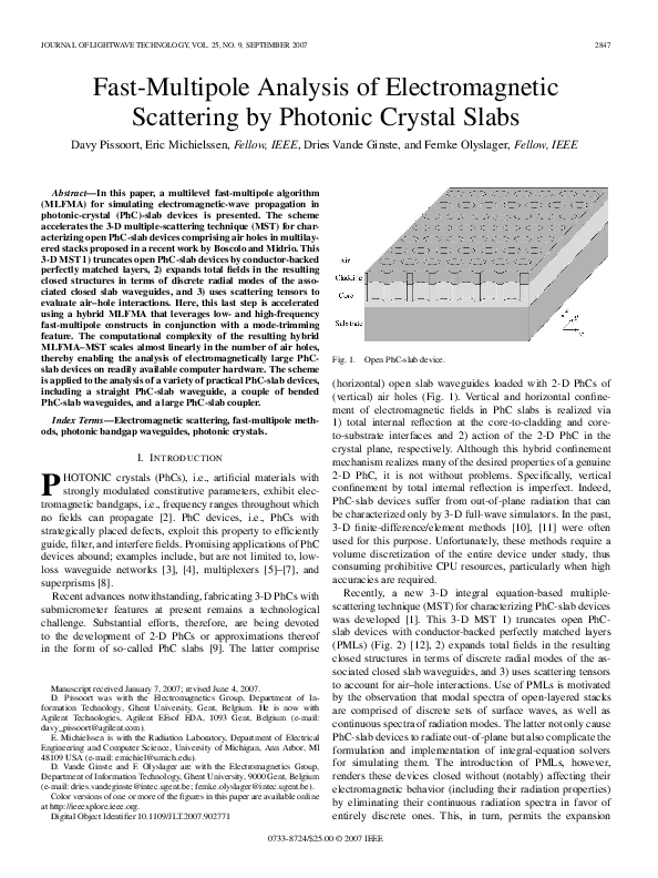(PDF) Fast-Multipole Analysis of Electromagnetic Scattering by Photonic ...