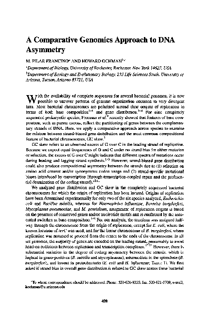 (PDF) A comparative genomics approach to DNA asymmetry