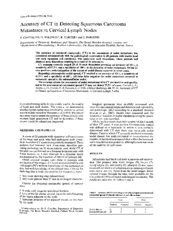 (PDF) Accuracy of CT in detecting squamous carcinoma metastases in ...