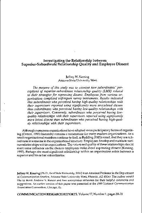(PDF) Investigating the Relationship between Superior‐Subordinate ...