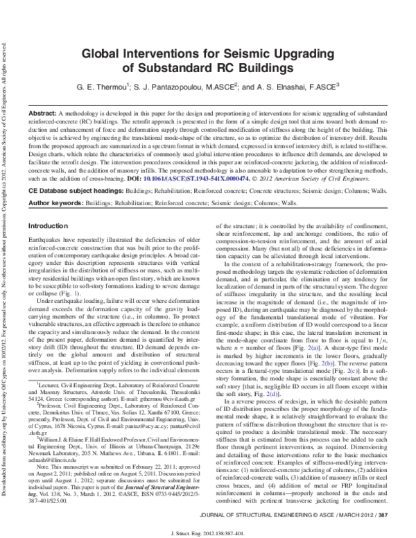 (PDF) Global Interventions for Seismic Upgrading of Substandard RC ...