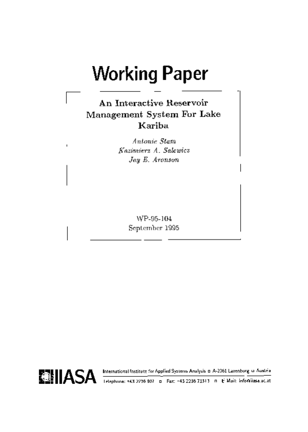 (PDF) An interactive reservoir management system for Lake Kariba