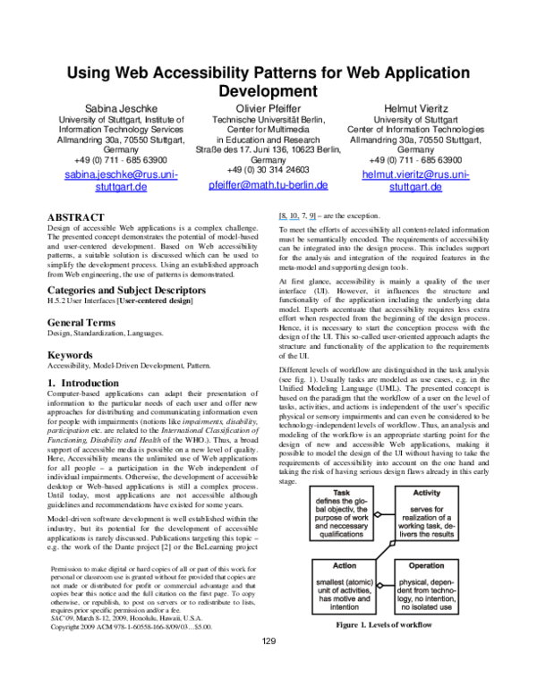 (PDF) Using web accessibility patterns for web application development
