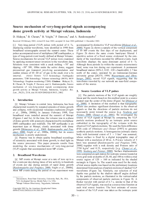 (PDF) Source mechanism of very-long-period signals accompanying dome ...