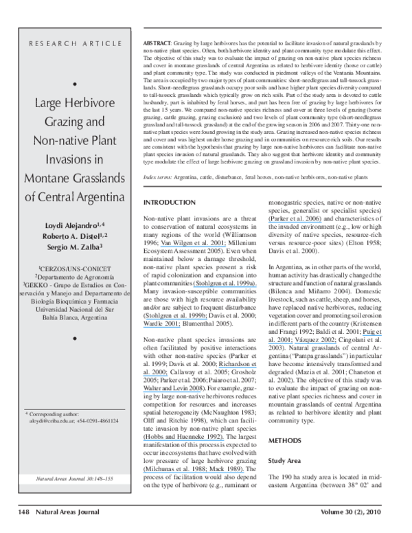 (PDF) Large Herbivore Grazing and Non-Native Plant Invasions in Montane ...