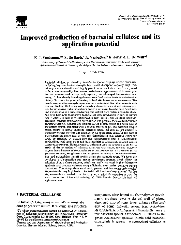 (PDF) Improved production of bacterial cellulose and its application ...