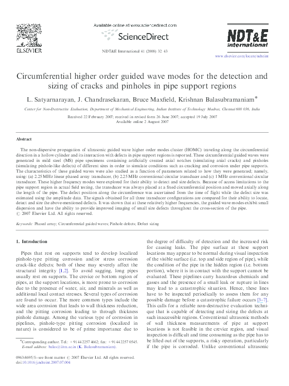 (PDF) Circumferential higher order guided wave modes for the detection ...