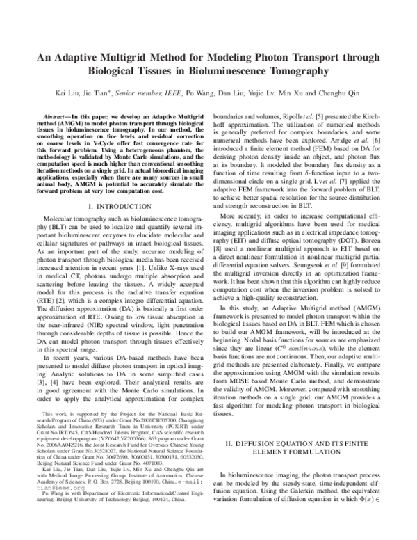 (PDF) An Adaptive Multigrid method for modeling photon transport ...