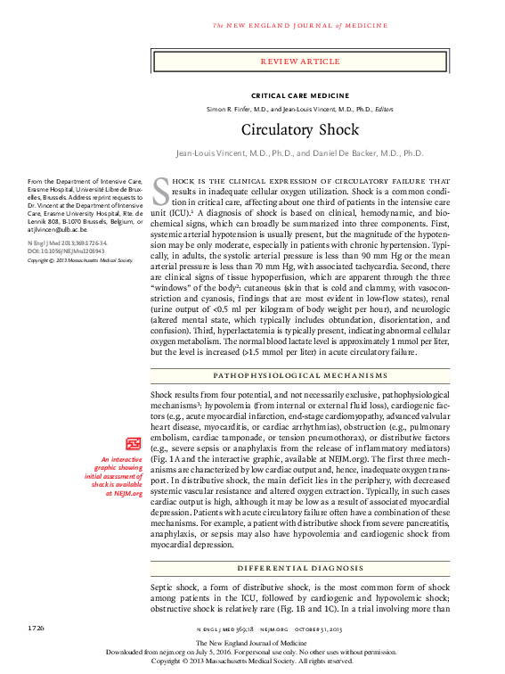 (PDF) critical care medicine Circulatory Shock