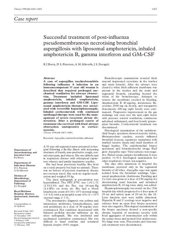 (PDF) Successful treatment of post-influenza pseudomembranous ...