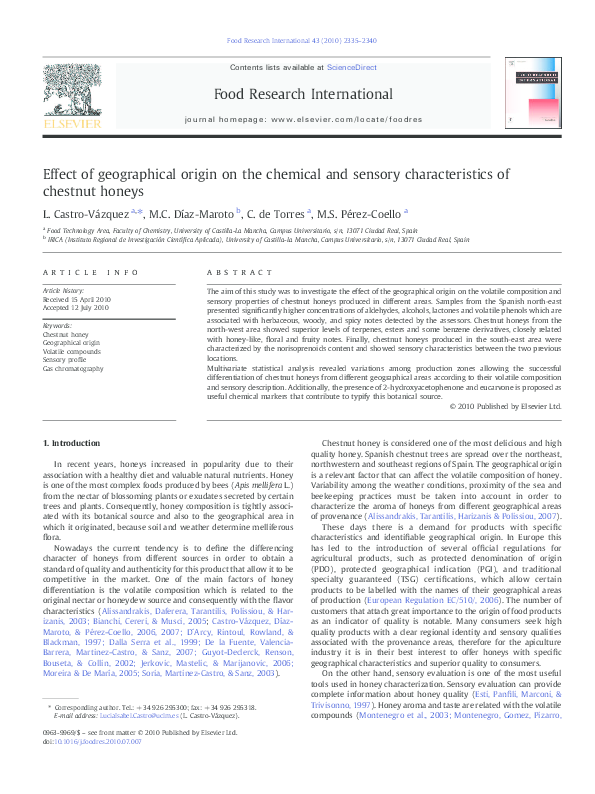 (PDF) Effect of geographical origin on the chemical and sensory ...