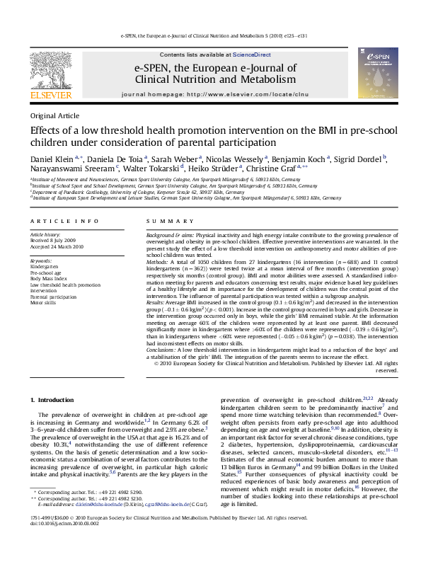 (PDF) Effects of a low threshold health promotion intervention on the ...