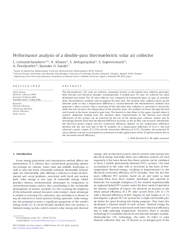 (PDF) Performance analysis of a double-pass thermoelectric solar air ...