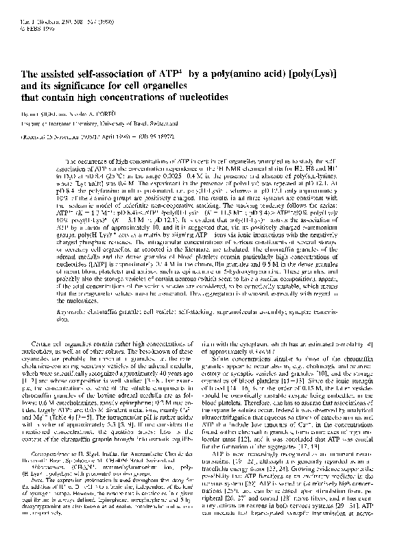 (PDF) The Assisted Self-Association of ATP4- by a Poly(Amino Acid ...