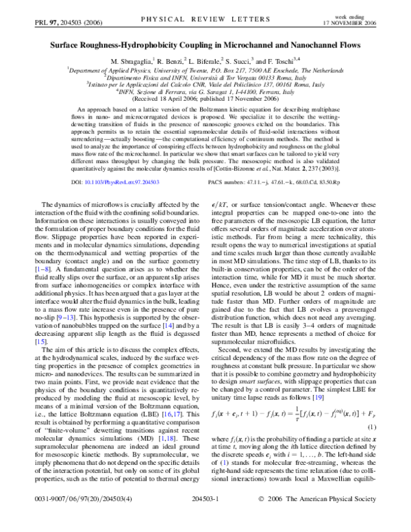 (PDF) Surface RoughnessHydrophobicity Coupling in Microchannel and