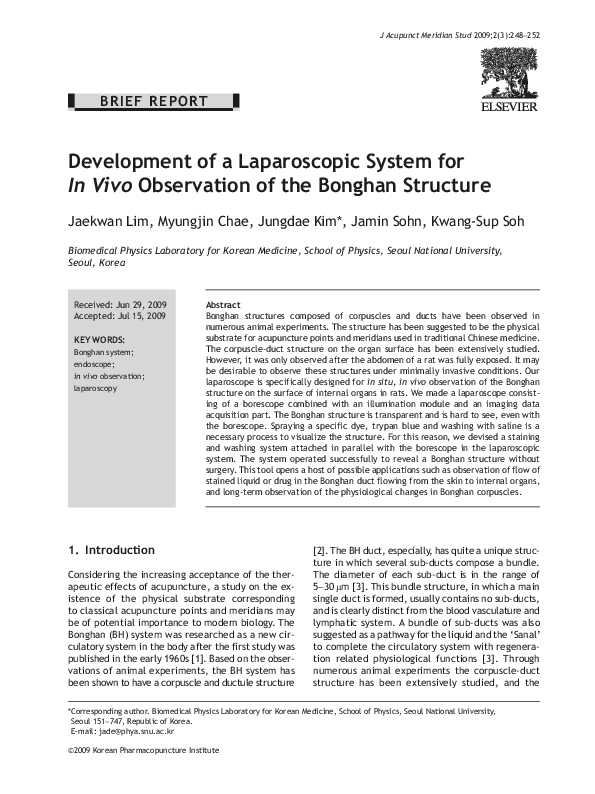 (PDF) Development of a Laparoscopic System for In Vivo Observation of ...