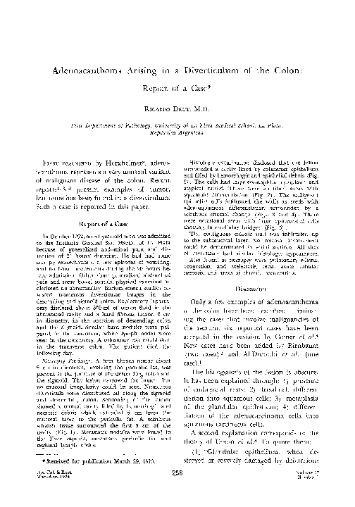 (PDF) Adenoacanthoma arising in a diverticulum of the colon