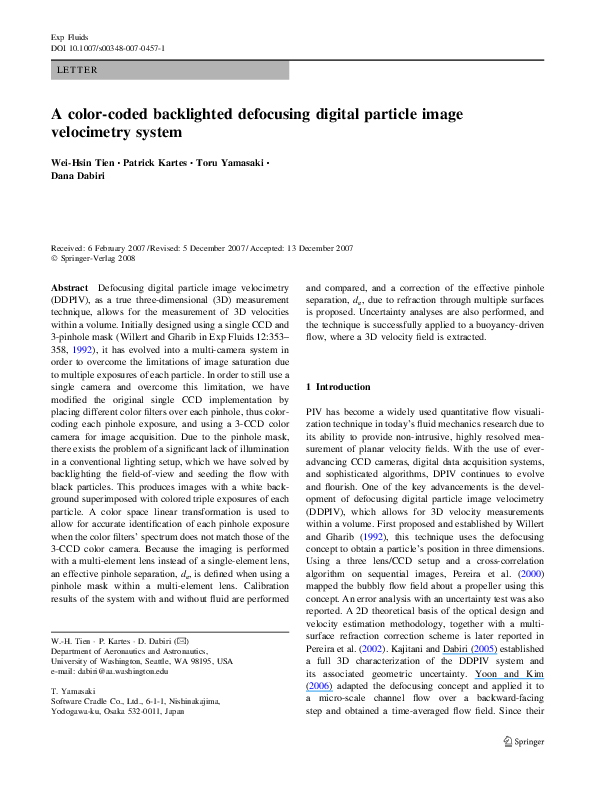 (PDF) A color-coded backlighted defocusing digital particle image ...