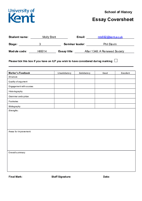 After 1348: A Renewed Society