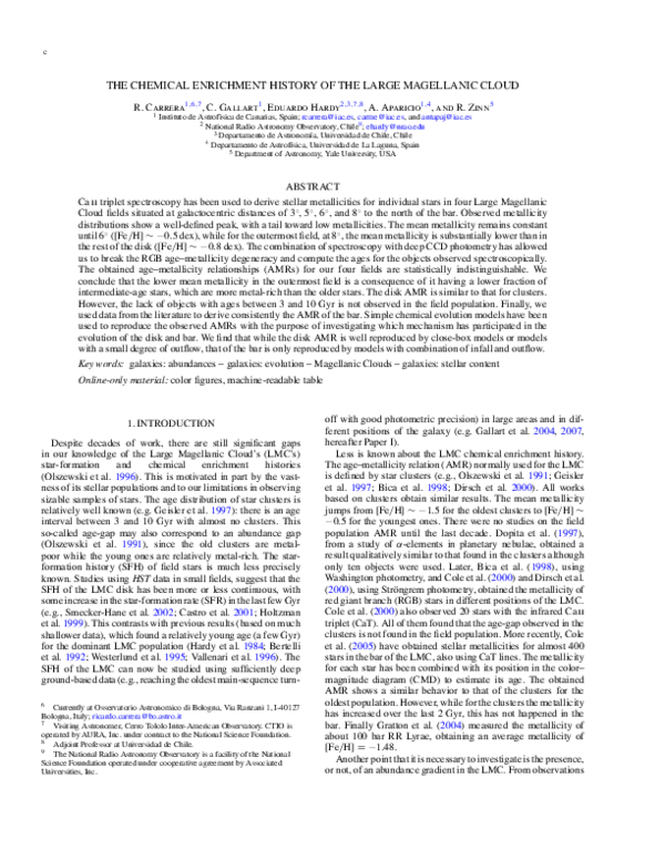 (PDF) The Chemical Enrichment History of the Large Magellanic Cloud