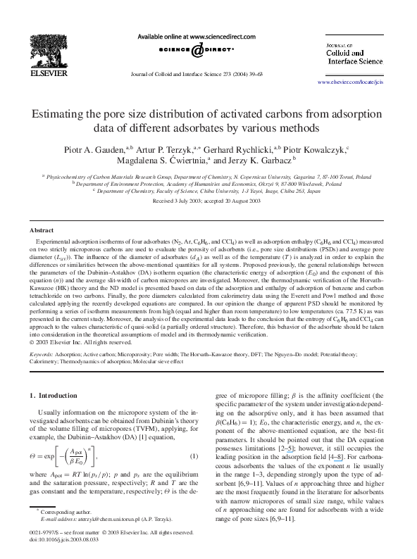 (PDF) Estimating the pore size distribution of activated carbons from ...
