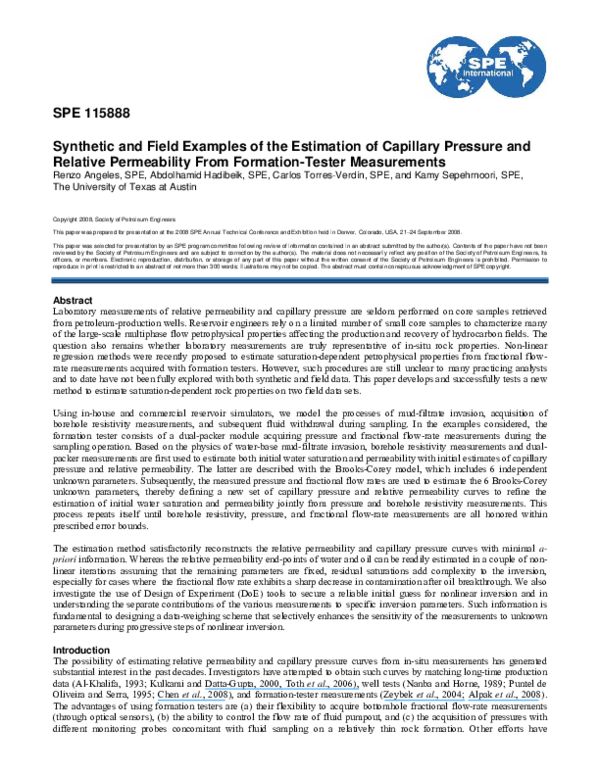 (PDF) Estimation of Capillary Pressure and Relative Permeability ...